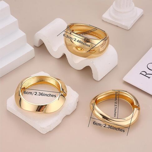 SONNYX 3-4Pcs Chunky Gold Bangle Bracelets for Women Trendy Chunky Cuff Gold Bracelet Stack Bangles Jewelry Daily Wear Set Gifts in Kuwait