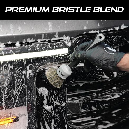 VIKING Exterior Detailing Brushes, Premium Boars Hair and Synthetic Bristles for Car Detailing Kit, Includes 2 Brush Head Diameters, 1 Inch and 1.5 Inch Brush Set in Saudi Arabia
