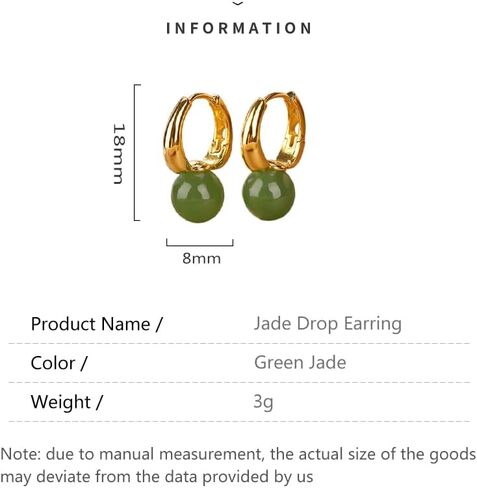 14K Gold White Jade and Green Jade Round Bead Earrings For Women, Unique Gift for Friends On Christmas in Saudi Arabia