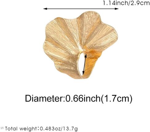 Unique Chunky Gold Large Leaf Knuckle Rings Stackable for Women, Statement Silver Pleated Big Ginkgo Leaves Finger Ring Cool Party Prom Jewelry Gifts in Saudi Arabia