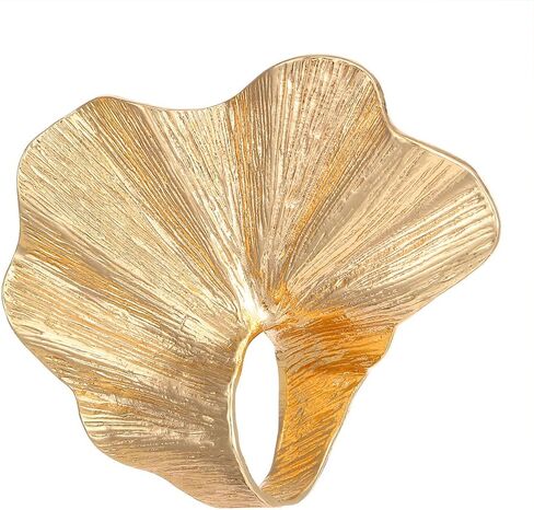 Unique Chunky Gold Large Leaf Knuckle Rings Stackable for Women, Statement Silver Pleated Big Ginkgo Leaves Finger Ring Cool Party Prom Jewelry Gifts in Saudi Arabia