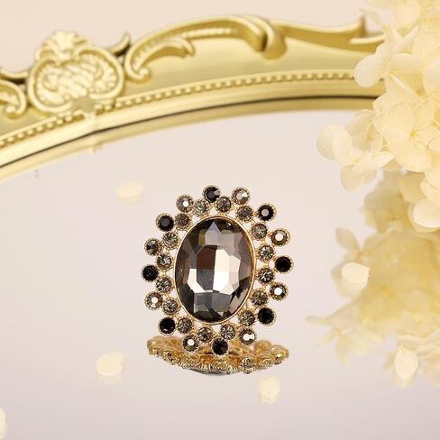 BOHO BIG OVAL CRYSTAL RING FOR GOLD GOLD FLOWER RINGS RHINESTONE RINGS VINTAGE SPEX OPEN FAIN in Kuwait