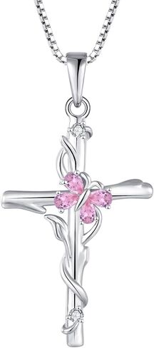 Jo Wisdom Cross Butterfly Necklace 925 Sterling Silver Batterfly Necklace brated Gemstone Gefts Hompts for Women in Saudi Arabia