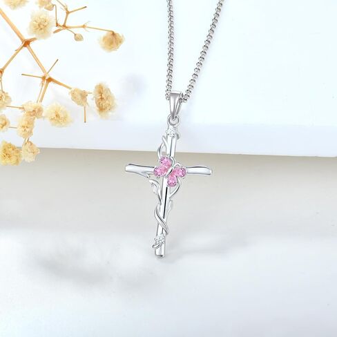 Jo Wisdom Cross Butterfly Necklace 925 Sterling Silver Batterfly Necklace brated Gemstone Gefts Hompts for Women in Saudi Arabia