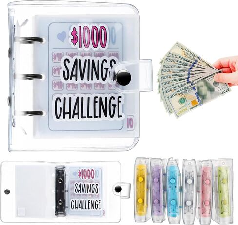 Jetec 1000 تحدي توفير المال مع 25 Binder Mini Saving Challenge Book مع مظاريف لخصم الميزانية هدية جائزة Scholar Scholar Class (Pink) in Saudi Arabia