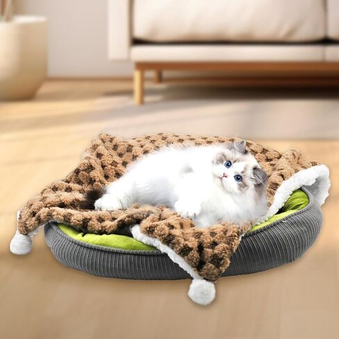 بطانية القط للقطط ، بطانية حيوان أليف دافئ لطيف 28.0x20.0 بوصة هادئة بطانيات القطة قابلة للغسل بطانية بربرية فريد بطانية للقطط للحيوانات الأليفة هريرة أريكة أريكة (أخضر) in Kuwait