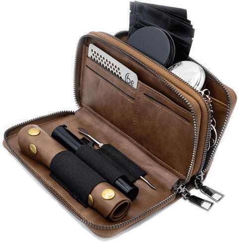 PU Leather Pouch, Small Organization Bag with 8 Small Accessories, Party Kit Portable, Tray Set, Travel Case, 9 Piece Aromatherapy Tools, Gift for Women or Men, Unisex in Saudi Arabia