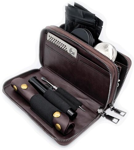 PU Leather Pouch, Small Organization Bag with 8 Small Accessories, Party Kit Portable, Tray Set, Travel Case, 9 Piece Aromatherapy Tools, Gift for Women or Men, Unisex in Saudi Arabia