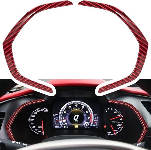 E-cowlboy Carbon Fiber Side Meter Dashboard Panel Frame Cover Trim for Chevrolet Corvette C7 Z06 Z51 ZR1 Stingray Grand Sport 2014 2015 2016 2017 2018 2019 Interior Accessories Decoration (Red 2PCS) in Saudi Arabia