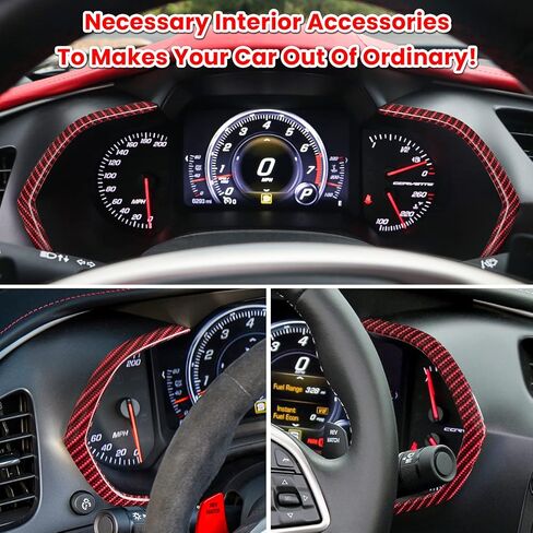 E-cowlboy Carbon Fiber Side Meter Dashboard Panel Frame Cover Trim for Chevrolet Corvette C7 Z06 Z51 ZR1 Stingray Grand Sport 2014 2015 2016 2017 2018 2019 Interior Accessories Decoration (Red 2PCS) in Saudi Arabia