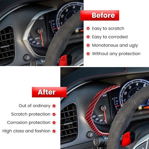 E-cowlboy Carbon Fiber Side Meter Dashboard Panel Frame Cover Trim for Chevrolet Corvette C7 Z06 Z51 ZR1 Stingray Grand Sport 2014 2015 2016 2017 2018 2019 Interior Accessories Decoration (Red 2PCS) in Saudi Arabia