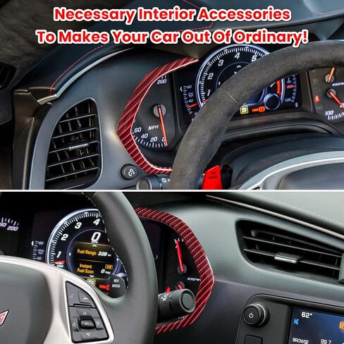 E-cowlboy Carbon Fiber Side Meter Dashboard Panel Frame Cover Trim for Chevrolet Corvette C7 Z06 Z51 ZR1 Stingray Grand Sport 2014 2015 2016 2017 2018 2019 Interior Accessories Decoration (Red 2PCS) in Saudi Arabia