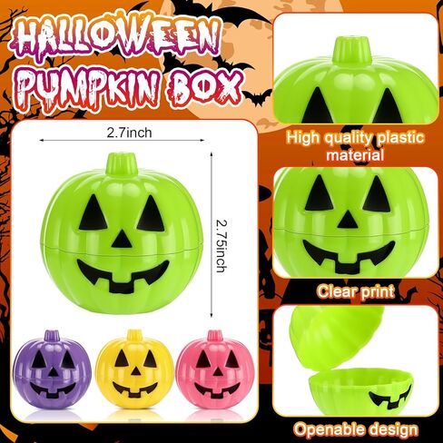 Lallisa 120 Pcs Halloween Pumpkin Containers Plastic Storage Box Case Bulk, Mini Pumpkin Egg Candy Gift Bucket for Halloween Trick Treat Decoration Party Supplies(Orange) in Saudi Arabia