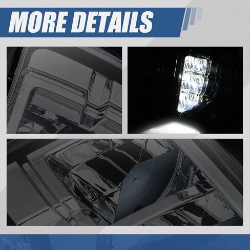 Auto Dynasty Full LED Fog lights Compatible with 2016-2019 Chevy Silverado 1500, Front Bumper Driving Fog Light Lamps with Switch and Wiring Harness, Black Housing Smoked Lens in Kuwait