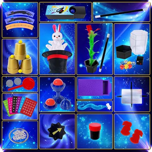 Magic Kit, 60 Magic Tricks for Kids Age 6-8, Magic Set with Instructions, Gift Toys for Kids Ages 6 7 8 9 10 11 12 Year Old in Saudi Arabia