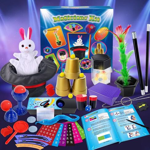 Magic Kit, 60 Magic Tricks for Kids Age 6-8, Magic Set with Instructions, Gift Toys for Kids Ages 6 7 8 9 10 11 12 Year Old in Saudi Arabia