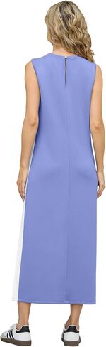 GRECERELLE 2025 Women Summer Color Blocking Round Neck Sleeveless Casual Wrinkle-Free Side Split Maxi Dress with Pockets in Saudi Arabia
