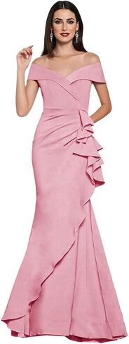 Off Shoulder Ruched Mother of The Bride Dress for Women 2025 Side Ruffled Long Formal Mermaid Grandmother of The Groom Dress in Saudi Arabia