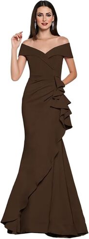 Off Shoulder Ruched Mother of The Bride Dress for Women 2025 Side Ruffled Long Formal Mermaid Grandmother of The Groom Dress in Saudi Arabia