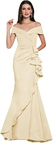 Off Shoulder Ruched Mother of The Bride Dress for Women 2025 Side Ruffled Long Formal Mermaid Grandmother of The Groom Dress in Saudi Arabia