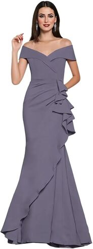 Off Shoulder Ruched Mother of The Bride Dress for Women 2025 Side Ruffled Long Formal Mermaid Grandmother of The Groom Dress in Saudi Arabia