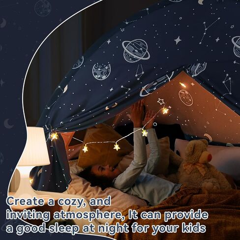 Bed Tent Twin, Space Play Canopy for Kids Boys, Tent for Toddler Bed, Galaxy Dome Tent Playhouse with Star Lights in Kuwait