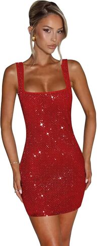 Sequin Homecoming Dresses for Teens Square Neck Bodycon Short Cocktail Party Dress 2025 VS245 in Saudi Arabia