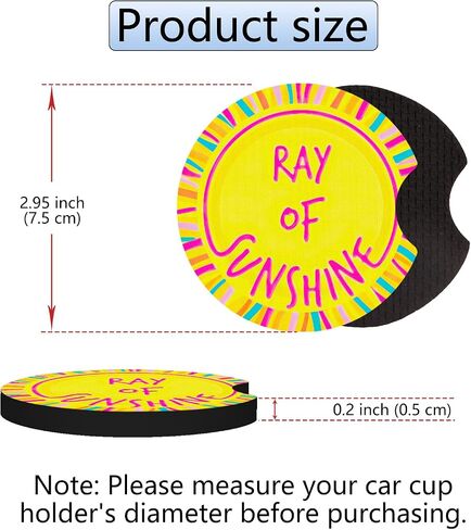 Car Cupholder Coaster Absorbent 2 Pack Trendy Colorful Hippie Florals Flowers Colored Design Rubber New Automotive Cup Holder Decal Decor Accessories for Women Men Gift DZ126 in Saudi Arabia