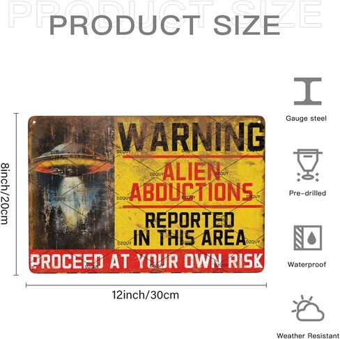 Generic Warning Alien Sign Proceed At Your Own Risk Poster Alien Yard Decor Metal Sign Vintage Art Tin Sign House Office Wall Decor Sign Poster Cafe Wall Art Sign For Home Decor 8x12 Inch in Saudi Arabia