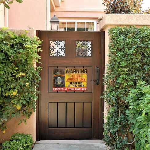 Generic Warning Alien Sign Proceed At Your Own Risk Poster Alien Yard Decor Metal Sign Vintage Art Tin Sign House Office Wall Decor Sign Poster Cafe Wall Art Sign For Home Decor 8x12 Inch in Saudi Arabia