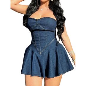 أنبوب المرأة المثير للنساء A-Line Mini Denim Jean Dress in Saudi Arabia