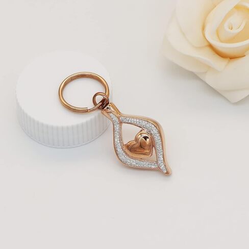Cremation Jewelry for Ashes Holder Crystal Teardrop Heart Stainless Steel Keepsake Urn Pendant Memorial Keychain for Women Men (Rose Gold) in Kuwait