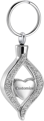 Cremation Jewelry for Ashes Holder Crystal Teardrop Heart Stainless Steel Keepsake Urn Pendant Memorial Keychain for Women Men (Rose Gold) in Kuwait