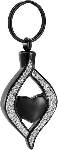 Cremation Jewelry for Ashes Holder Crystal Teardrop Heart Stainless Steel Keepsake Urn Pendant Memorial Keychain for Women Men (Rose Gold) in Kuwait