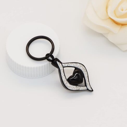 Cremation Jewelry for Ashes Holder Crystal Teardrop Heart Stainless Steel Keepsake Urn Pendant Memorial Keychain for Women Men (Rose Gold) in Kuwait