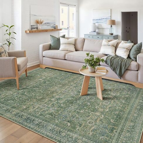 HUGEAR 2'6''x12 Runner Rug Machine Washable Retro Brown Hallway Area Rug Indoor Vintage Rug Floral Low Pile Carpet Soft Throw Rug Bedroom Living Room Office Dining Room Kitchen Laundry Room Non Slip in Kuwait