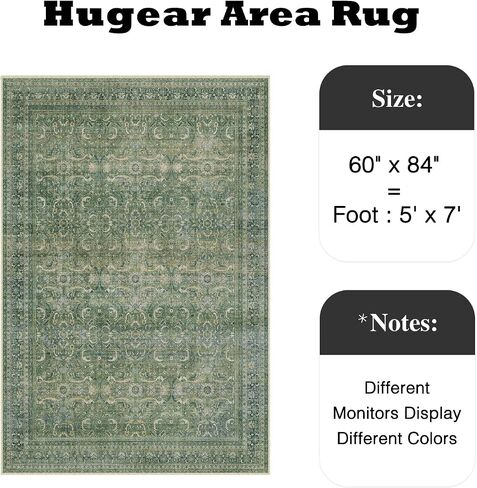 HUGEAR 2'6''x12 Runner Rug Machine Washable Retro Brown Hallway Area Rug Indoor Vintage Rug Floral Low Pile Carpet Soft Throw Rug Bedroom Living Room Office Dining Room Kitchen Laundry Room Non Slip in Kuwait