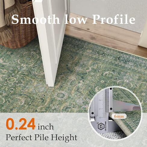 HUGEAR 2'6''x12 Runner Rug Machine Washable Retro Brown Hallway Area Rug Indoor Vintage Rug Floral Low Pile Carpet Soft Throw Rug Bedroom Living Room Office Dining Room Kitchen Laundry Room Non Slip in Kuwait