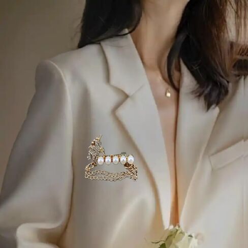 crystal rhinestone brooch, artificial pearl brooch anti exposure collar safety pin sweater shawl clip suitable for ladies and girls wedding party decoration daily holiday gift accessories in Saudi Arabia