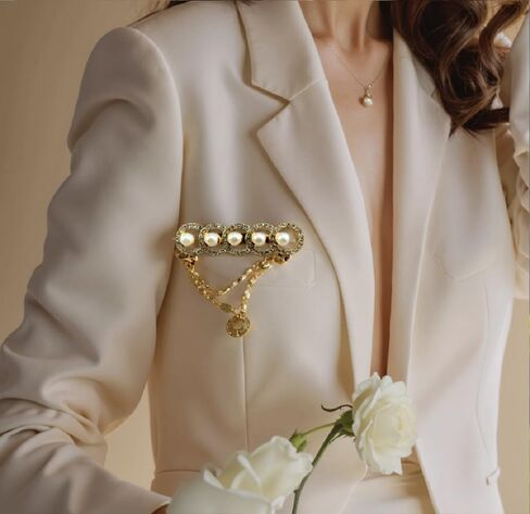 crystal rhinestone brooch, artificial pearl brooch anti exposure collar safety pin sweater shawl clip suitable for ladies and girls wedding party decoration daily holiday gift accessories in Saudi Arabia