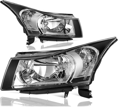 AUTOSAVER88 Headlights Assembly Compatible with 2016 2017 2018 2019 Chevy Cruze 16 17 18 19 2016-2019 16-19 Headlamps Passenger and Driver Side Black Housing Amber Reflector in Saudi Arabia