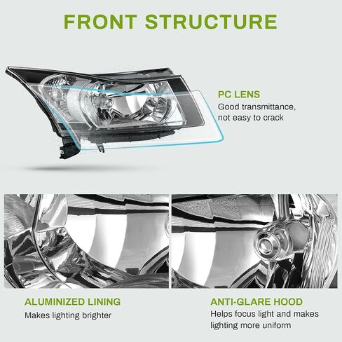 AUTOSAVER88 Headlights Assembly Compatible with 2016 2017 2018 2019 Chevy Cruze 16 17 18 19 2016-2019 16-19 Headlamps Passenger and Driver Side Black Housing Amber Reflector in Saudi Arabia