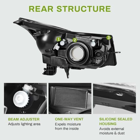 AUTOSAVER88 Headlights Assembly Compatible with 2016 2017 2018 2019 Chevy Cruze 16 17 18 19 2016-2019 16-19 Headlamps Passenger and Driver Side Black Housing Amber Reflector in Saudi Arabia