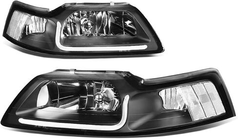 أسرة السيارات LED DRL DRL Assembly Assembating مع Ford Mustang 1999 2000 2001 2002 2003 2004 ، Driver and Raptenger ، Black Housing Clear Lens in Kuwait