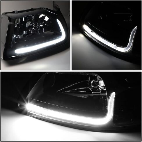 أسرة السيارات LED DRL DRL Assembly Assembating مع Ford Mustang 1999 2000 2001 2002 2003 2004 ، Driver and Raptenger ، Black Housing Clear Lens in Kuwait