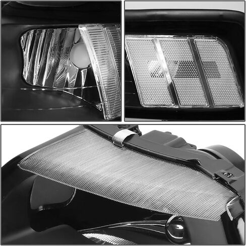 أسرة السيارات LED DRL DRL Assembly Assembating مع Ford Mustang 1999 2000 2001 2002 2003 2004 ، Driver and Raptenger ، Black Housing Clear Lens in Kuwait