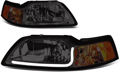 أسرة السيارات LED DRL DRL Assembly Assembating مع Ford Mustang 1999 2000 2001 2002 2003 2004 ، Driver and Raptenger ، Black Housing Clear Lens in Kuwait