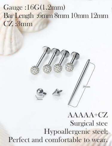 Oufksiyy Medusa Lip Piercing Jewelry Internal Thread Surgical Stainless Steel Labret Jewelry Monroe Lip Rings Different Size Tragus Nail Conch Cartilage Helix Earring Stud Length 6mm 8mm 10mm 12mm in Kuwait