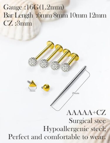 Oufksiyy Medusa Lip Piercing Jewelry Internal Thread Surgical Stainless Steel Labret Jewelry Monroe Lip Rings Different Size Tragus Nail Conch Cartilage Helix Earring Stud Length 6mm 8mm 10mm 12mm in Kuwait