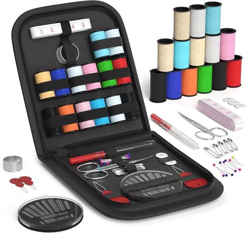 MIXCOOL Sewing Kit for Adults, Beginners, Needle and Thread Kit, Portable Sewing Supplies, Contains Thread, Scissor, Needles, Measuring Tape in Saudi Arabia
